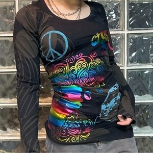 Christian Audigier Crystal Rock Peace Longsleeve